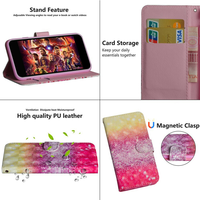 OnePlus 8 Magenta Glitter kaltevuus Case