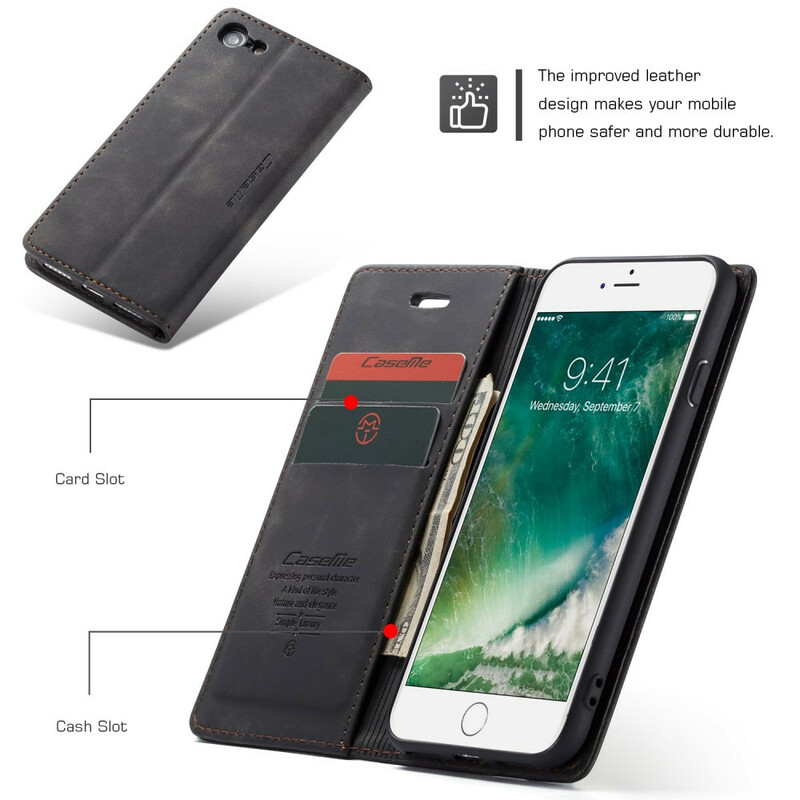 Flip Cover iPhone SE 2 / 8 / 7 CASEME keinonahkainen kansi