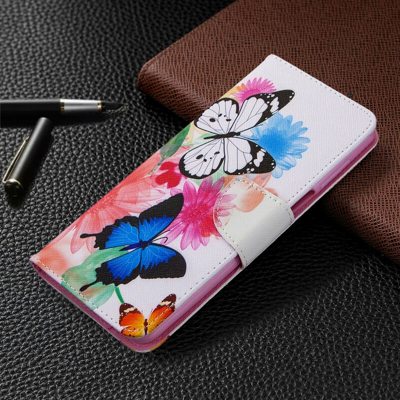 Xiaomi Redmi Note 9S / Note 9 Pro Case maalattu perhosia ja kukkia