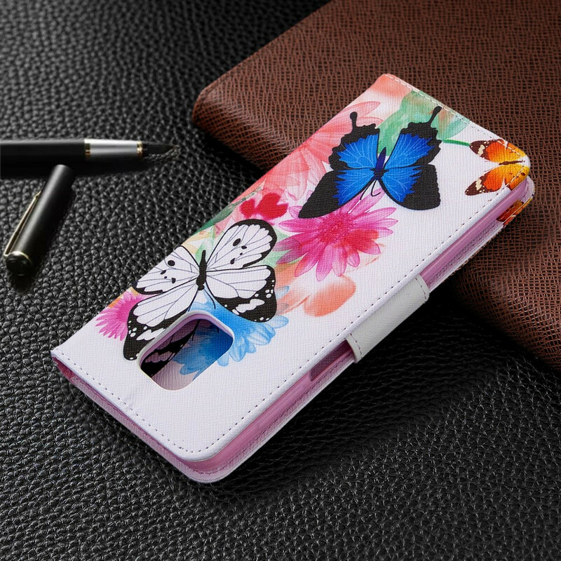 Xiaomi Redmi Note 9S / Note 9 Pro Case maalattu perhosia ja kukkia