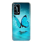 Huawei P40 Pro Butterfly Case Sininen fluoresoiva