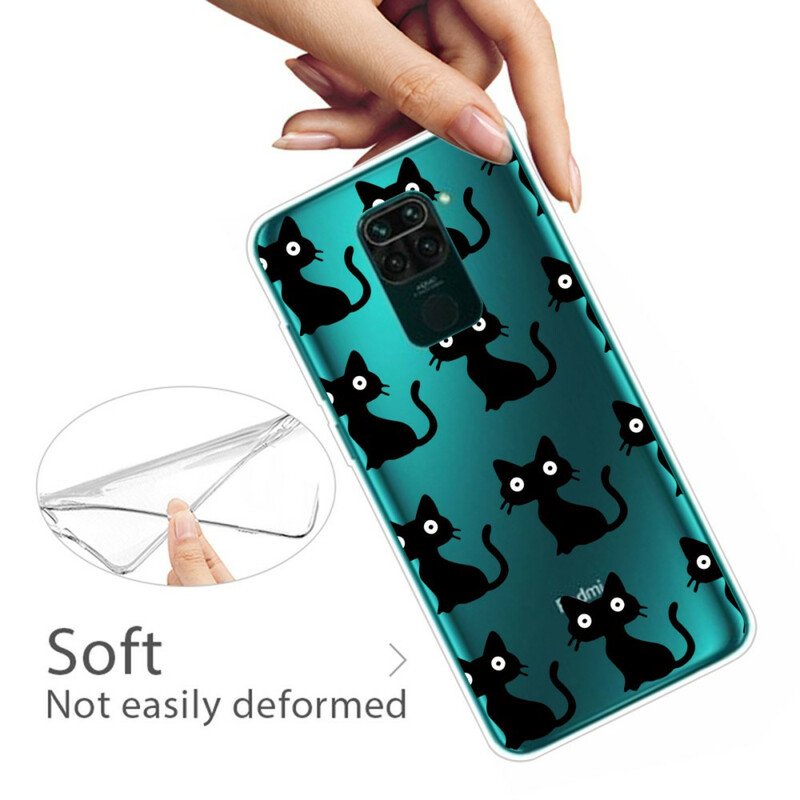 Xiaomi Redmi Note 9 kansi useita mustia kissoja