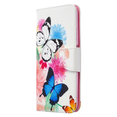 Kansi Huawei P40 Lite Maalattu perhosia ja kukkia