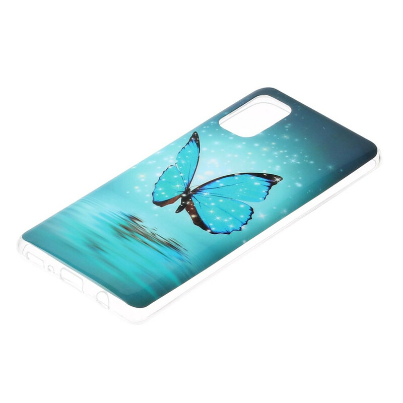 Samsung Galaxy A41 Perhonen Case Sininen fluoresoiva