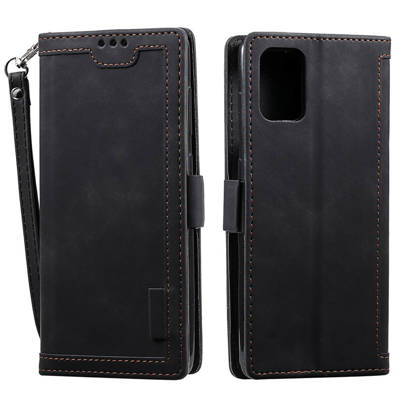 Samsung Galaxy A41 Kaksivärinen Faux Leather Case Vahvistettu ääriviivat