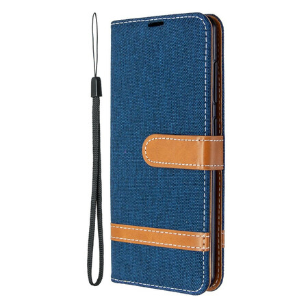 Samsung Galaxy A41 Kangas ja nahka Effect Case hihnalla