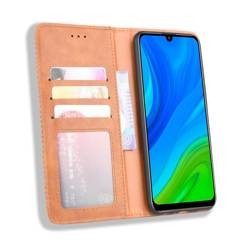 Flip Cover Huawei P Smart 2020 Nahkatehoste Vintage-tyyliin