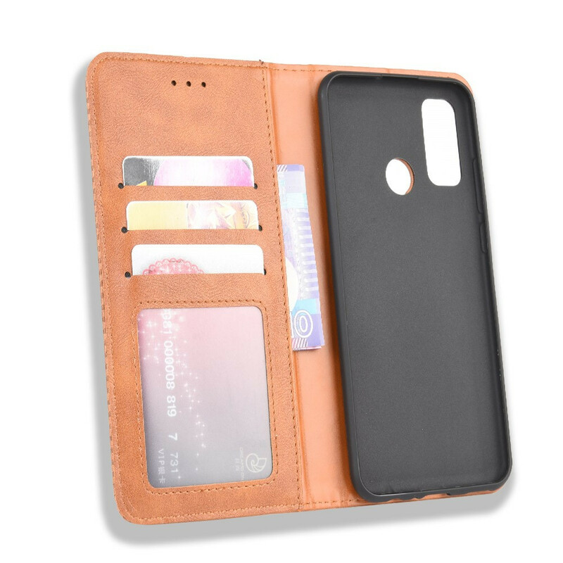 Flip Cover Huawei P Smart 2020 Nahkatehoste Vintage-tyyliin