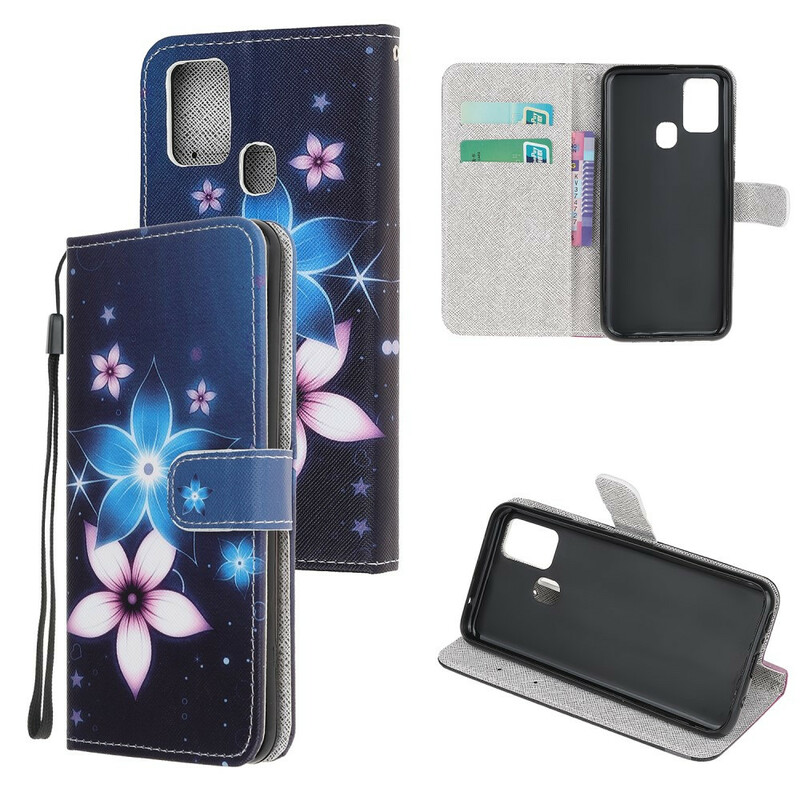 Kotelo Huawei P Smart 2020 Lunar Flowers hihnan kanssa