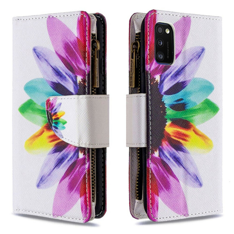 Samsung Galaxy A41 vetoketjullinen tasku Kukka
