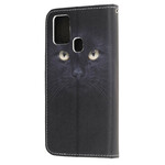 Samsung Galaxy A21s Musta Cat Eye Case hihnalla