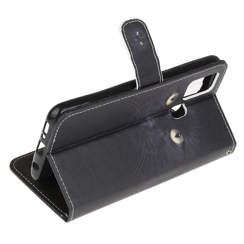 Samsung Galaxy A21s Musta Cat Eye Case hihnalla