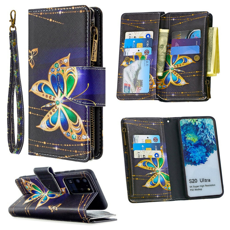 Samsung Galaxy S20 Ultra Asia Butterfly vetoketjullinen tasku