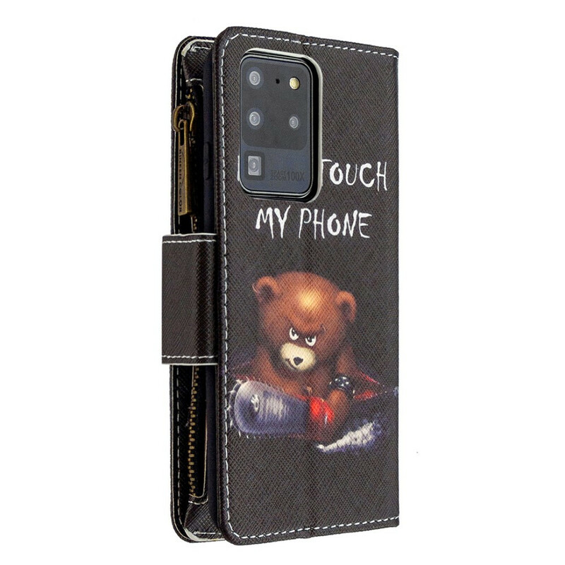 Samsung Galaxy S20 Ultra Case vetoketjullinen tasku Bear