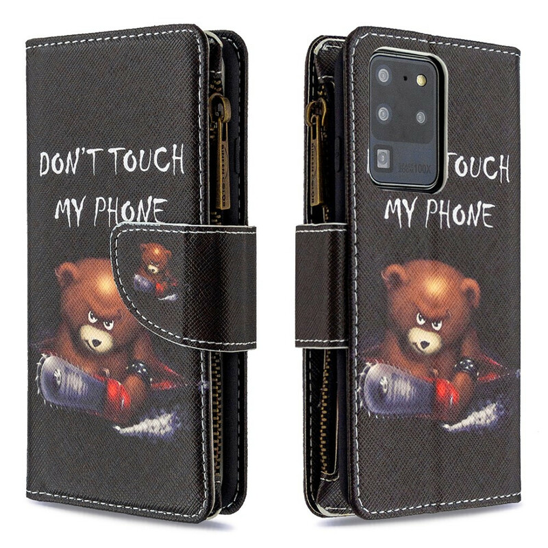 Samsung Galaxy S20 Ultra Case vetoketjullinen tasku Bear