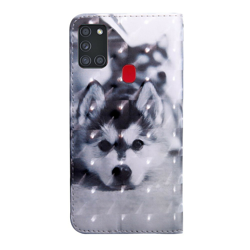 Samsung Galaxy A21s Dog Case Musta ja valkoinen