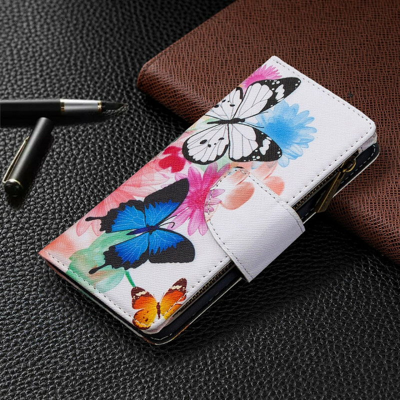 iPhone XR vetoketjullinen tasku perhoset