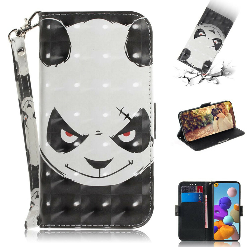 Samsung Galaxy A21s Angry Panda hihna tapauksessa