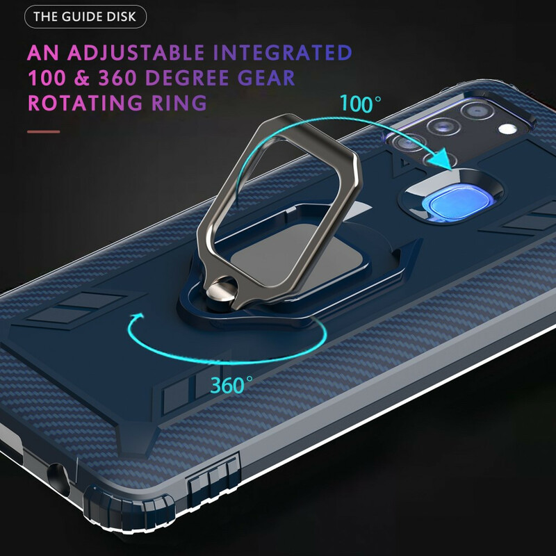 Samsung Galaxy A21s Ring ja hiilikuitu Case