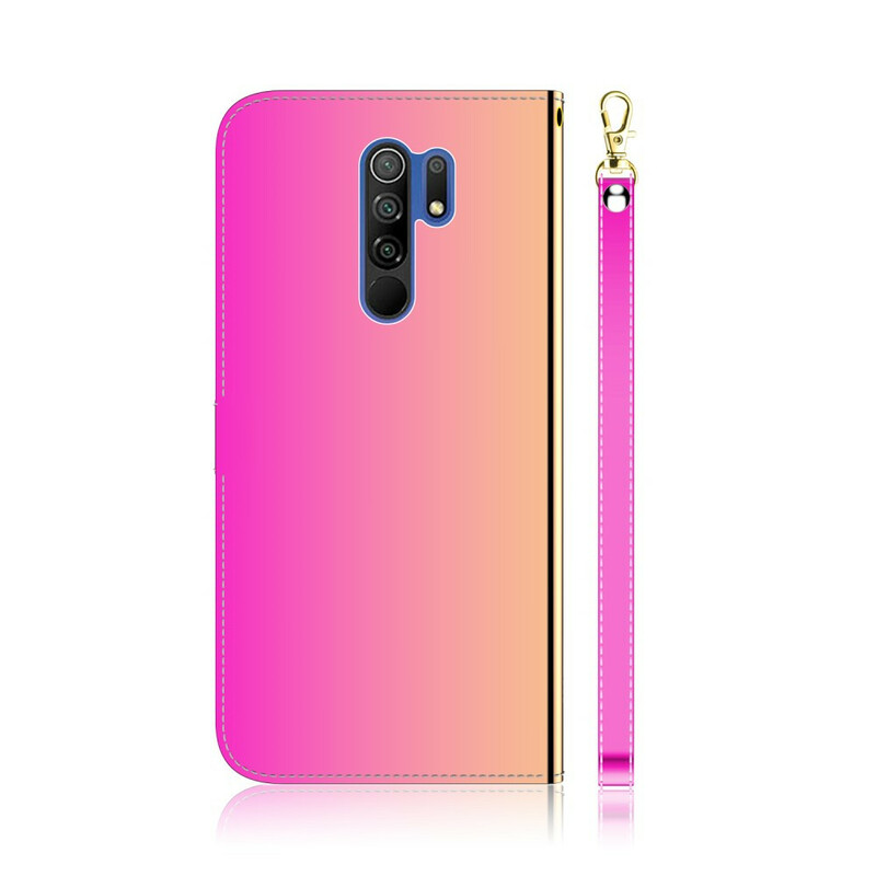 Xiaomi Redmi 9 tekonahka tapauksessa peili kansi