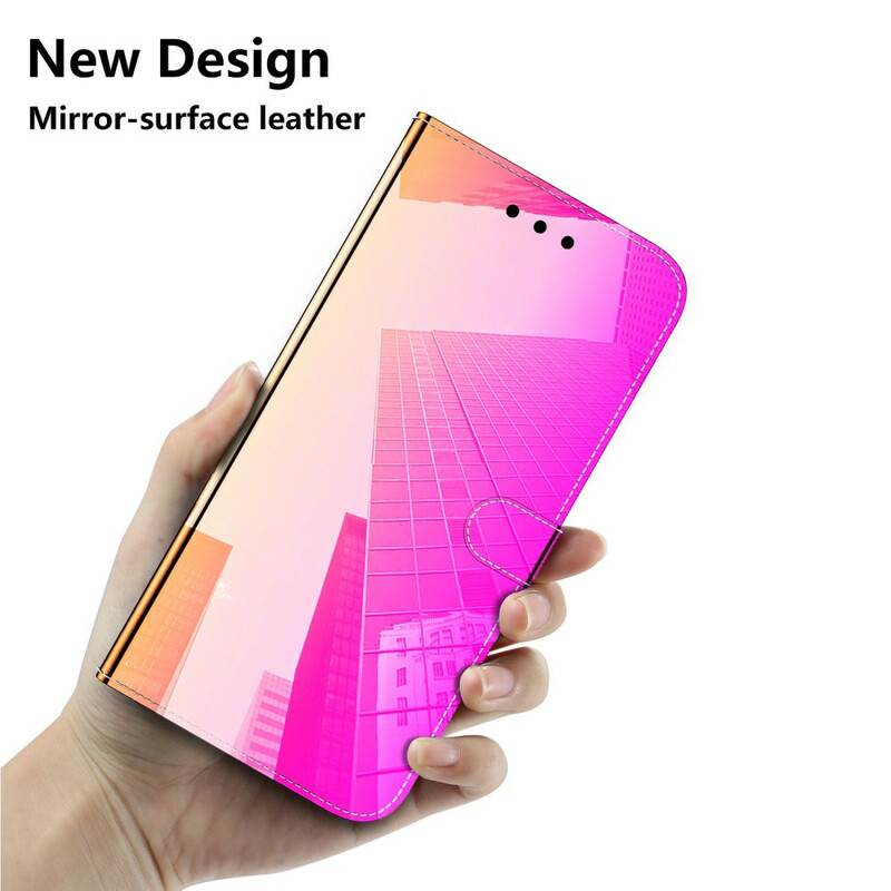 Xiaomi Redmi 9 tekonahka tapauksessa peili kansi