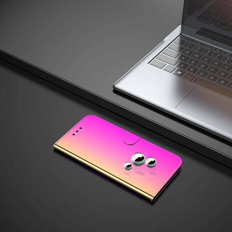 Xiaomi Redmi 9 tekonahka tapauksessa peili kansi