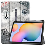 Smart Case Samsung Galaxy Tab S6 Lite Retro Stylo haltija Eiffel-torni Smart Case Samsung Galaxy Tab S6 Lite Retro Stylo haltija