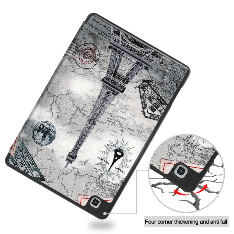 Smart Case Samsung Galaxy Tab S6 Lite Retro Stylo haltija Eiffel-torni Smart Case Samsung Galaxy Tab S6 Lite Retro Stylo haltija