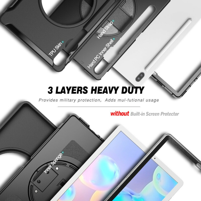 Samsung Galaxy Tab S6 Triple Protection Case hihnalla ja jalusta