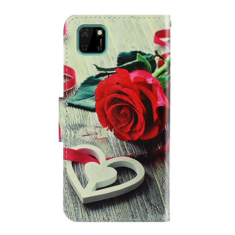 Huawei Y5p vaaleanpunainen romanttinen hihna tapauksessa