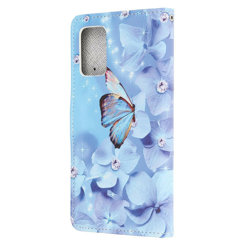 Samsung Galaxy Note 20 Diamond Butterfly hihna tapauksessa