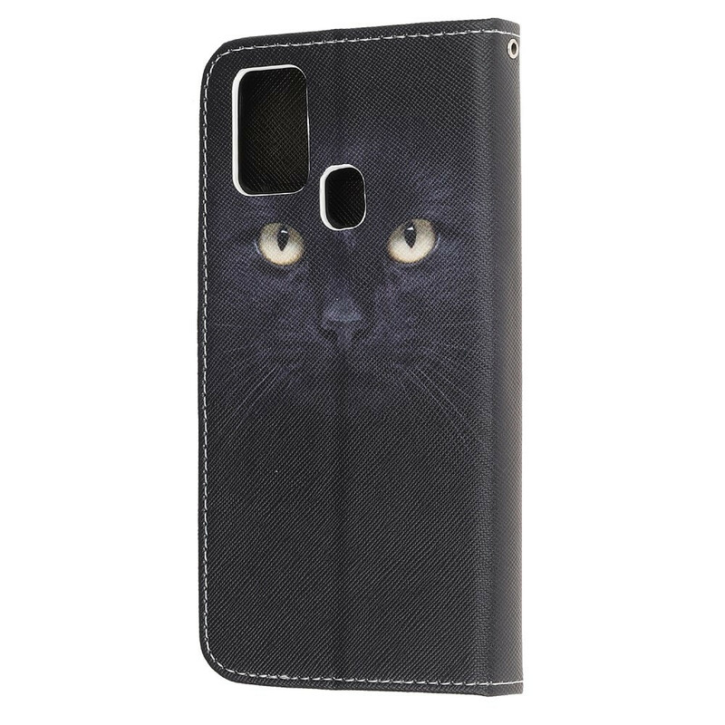 Samsung Galaxy M31 Musta Cat Eye Case hihnalla