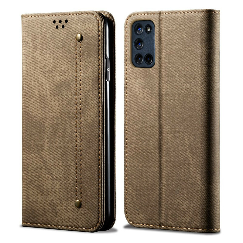 Flip Cover Oppo A72 keinonahkainen farkku Tekstuuri