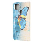 Xiaomi Redmi 9C Butterfly Case sininen ja keltainen