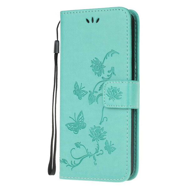 Samsung Galaxy Note 20 Ultra Suojakuori
 perhosja
 ja kukat kantolenkki
lla