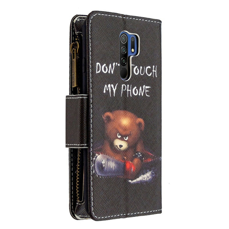 Xiaomi Redmi 9 vetoketjullinen Pocket Bear Case