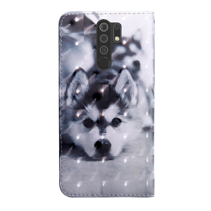 Xiaomi Redmi 9 Dog Case Musta ja valkoinen