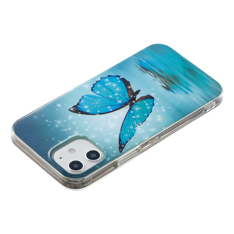 iPhone 12 Butterfly Case Sininen fluoresoiva