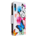 Huawei P40 Lite E / Y7p vetoketjullinen tasku perhoset