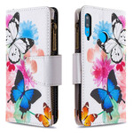 Huawei P40 Lite E / Y7p vetoketjullinen tasku perhoset
