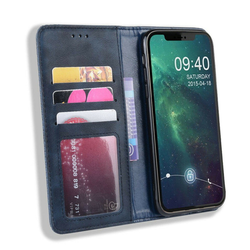 Flip Cover iPhone 12 Pro Max Nahkatehoste Vintage Tyylikäs