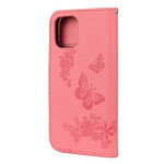 Kotelo iPhone 12 Pro Max Splendid perhoset hihnalla