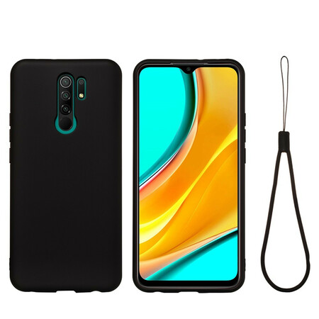 Xiaomi Redmi 9 Liquid Silikoni kotelo hihnalla