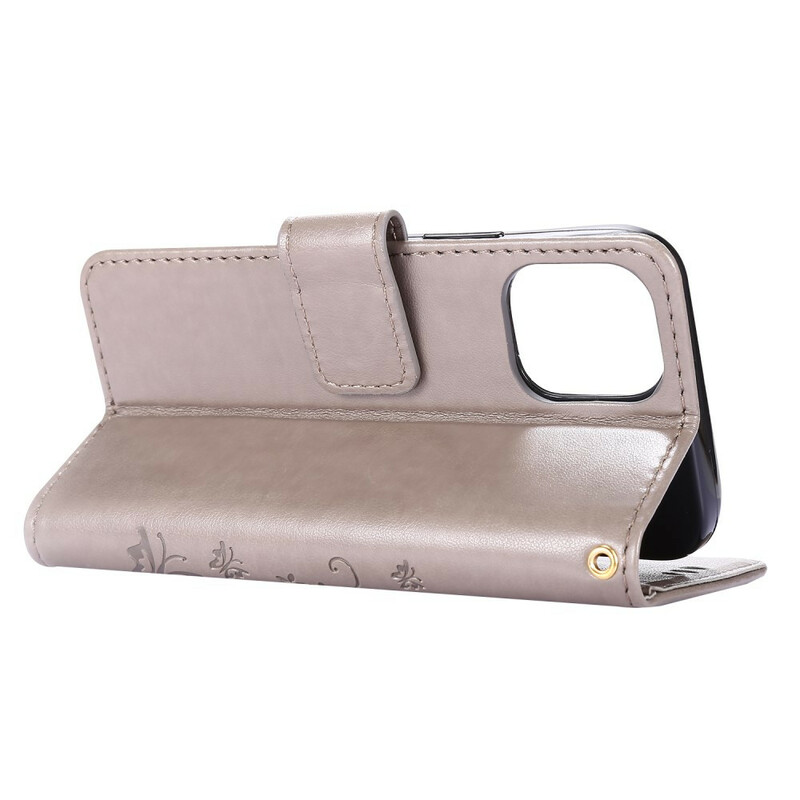 Kotelo iPhone 12 Perhoset ja kukat kaulanauha