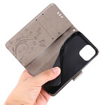 Kotelo iPhone 12 Perhoset ja kukat kaulanauha