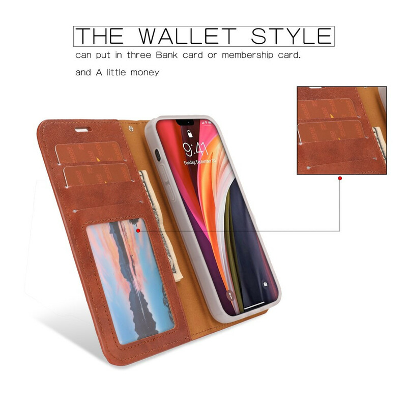 Kansi iPhone 12 Pro Max Style Nahka Vielli Irrotettava kotelo