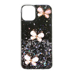 Kotelo iPhone 12 Max / 12 Pro Glitter 3D perhoset