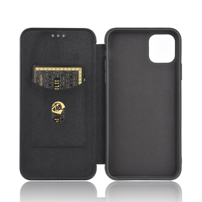 Flip Cover iPhone 12 Max / 12 Pro Carbon Fiber -suojus, hiilikuituinen