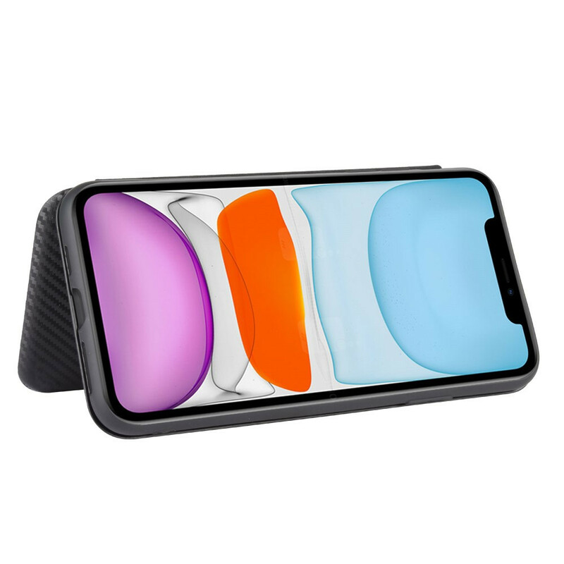Flip Cover iPhone 12 Max / 12 Pro Carbon Fiber -suojus, hiilikuituinen