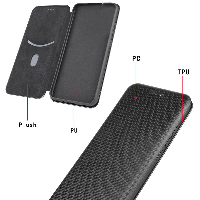 Flip Cover iPhone 12 Max / 12 Pro Carbon Fiber -suojus, hiilikuituinen